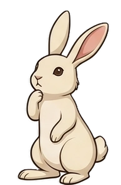The WonderLead white rabbit, thinking